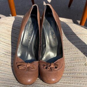 Brown Bow Heels - Leather